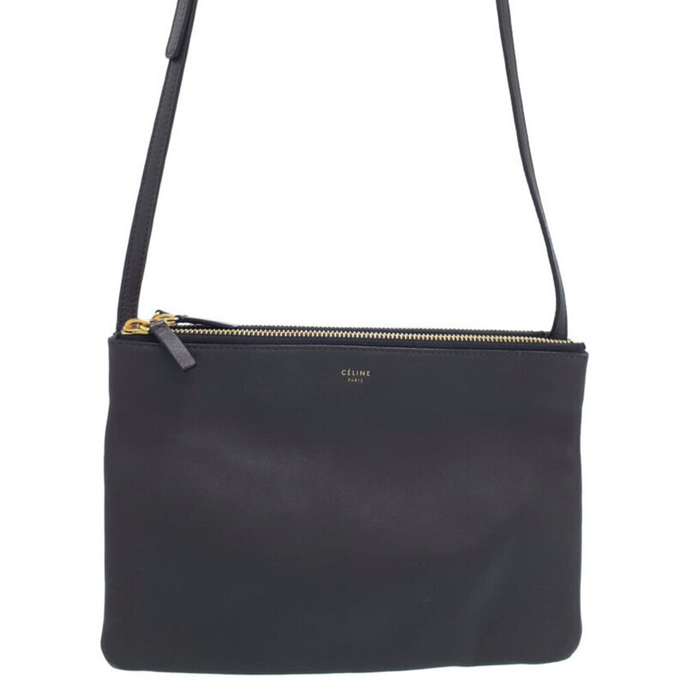Celine Trio Leather Crossbody Bag Black